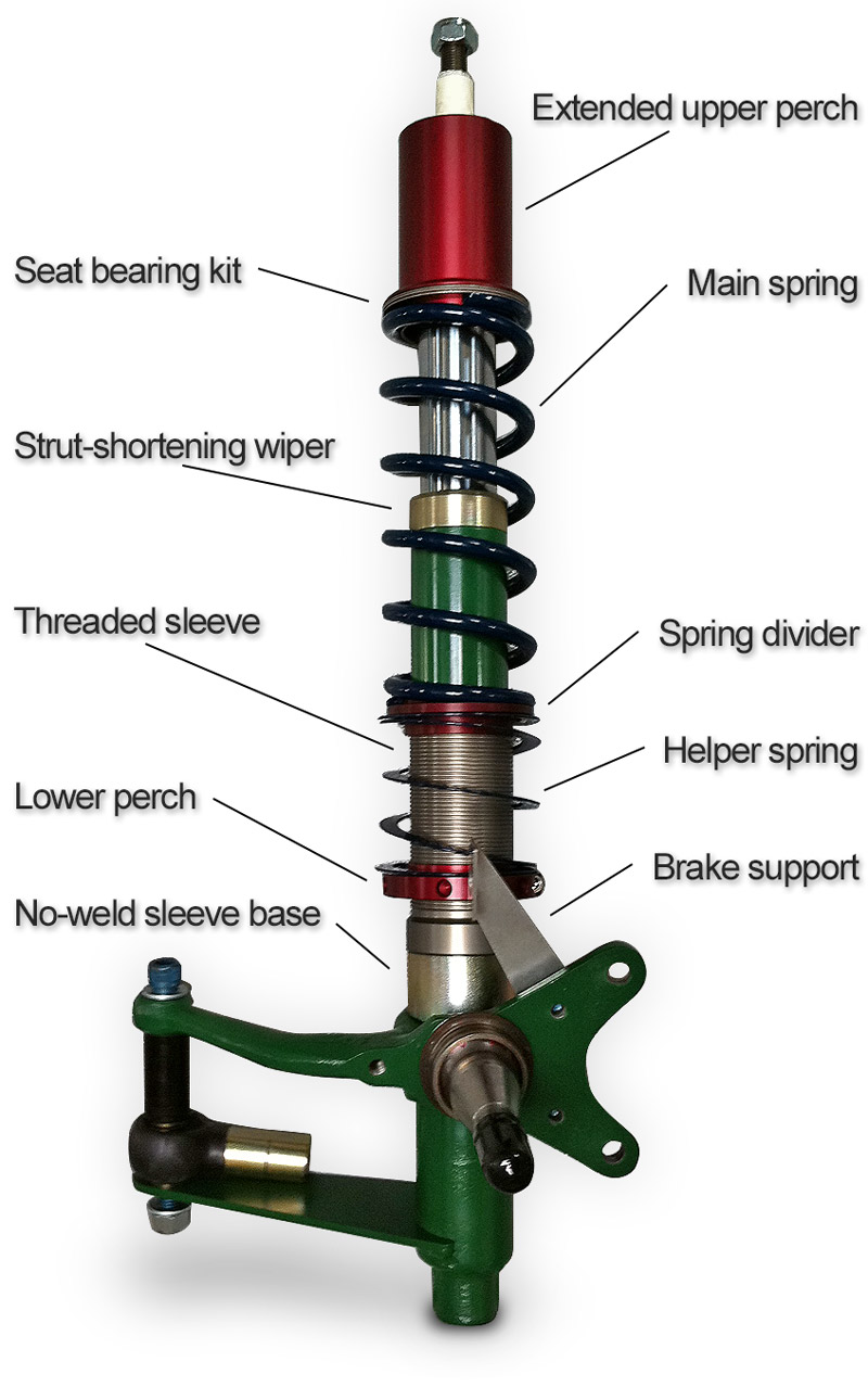 Front Strut Coilover Spring Seat Conversion Kit Adjustable 2.25 Spring Coil Over