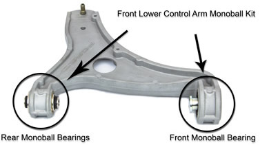 Front lower control arm monoball kit for Porsche 964/965