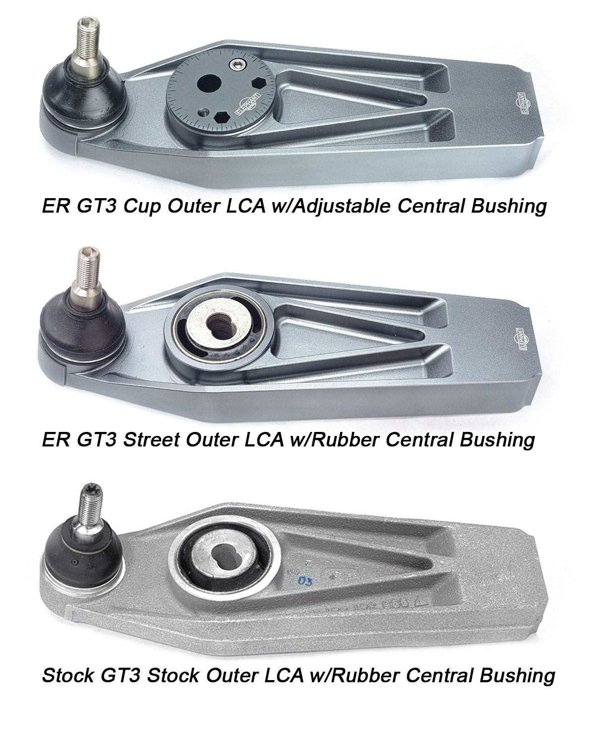 GT3 Adjustable Outer Lower Control Arms – 2 Piece for Porsches